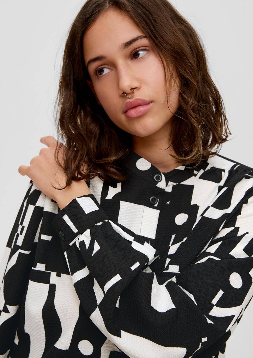 S.Oliver Hochgeschlossene Bluse Mit Allover-Print