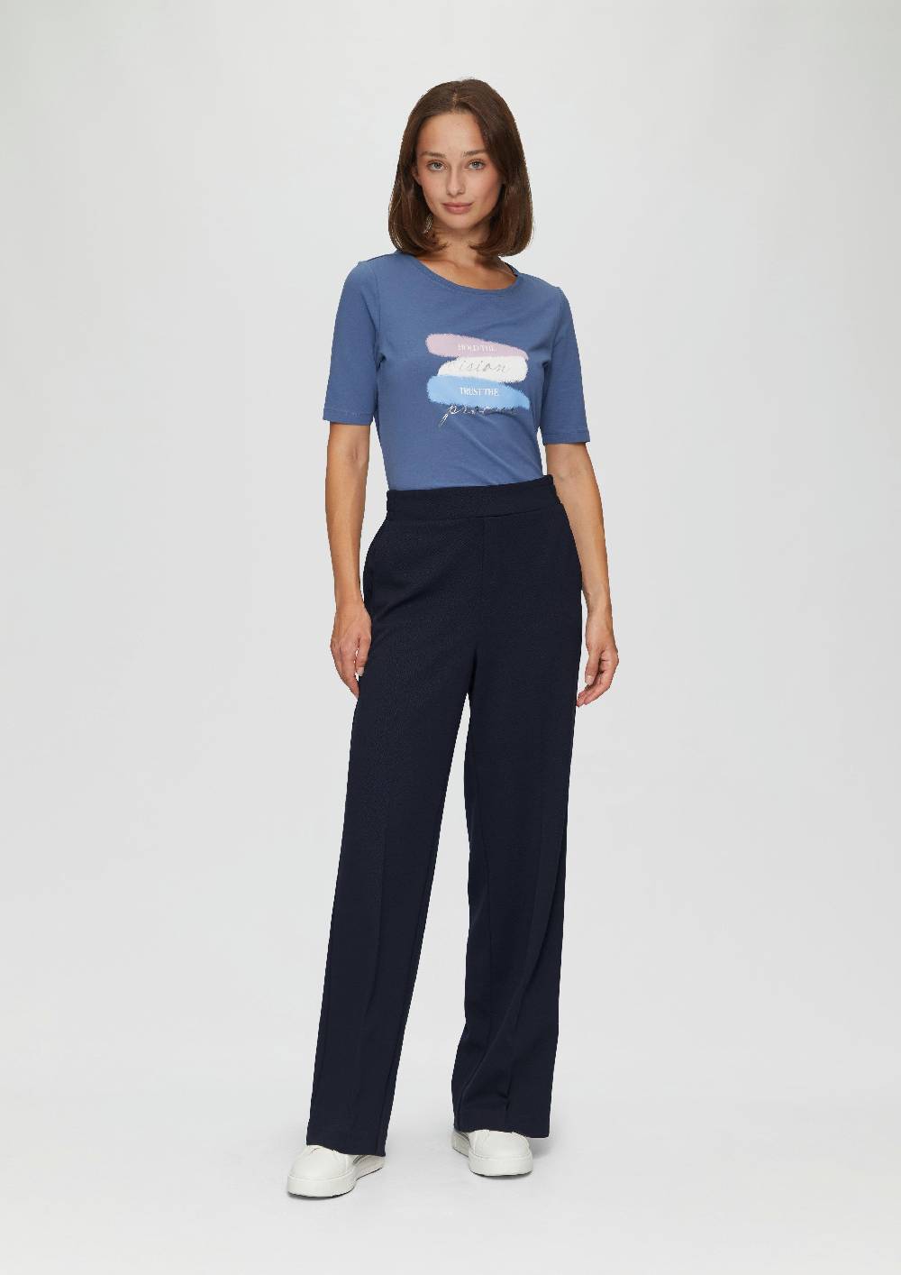S.Oliver Hose Mit Wide Leg Und Dobby-Struktur