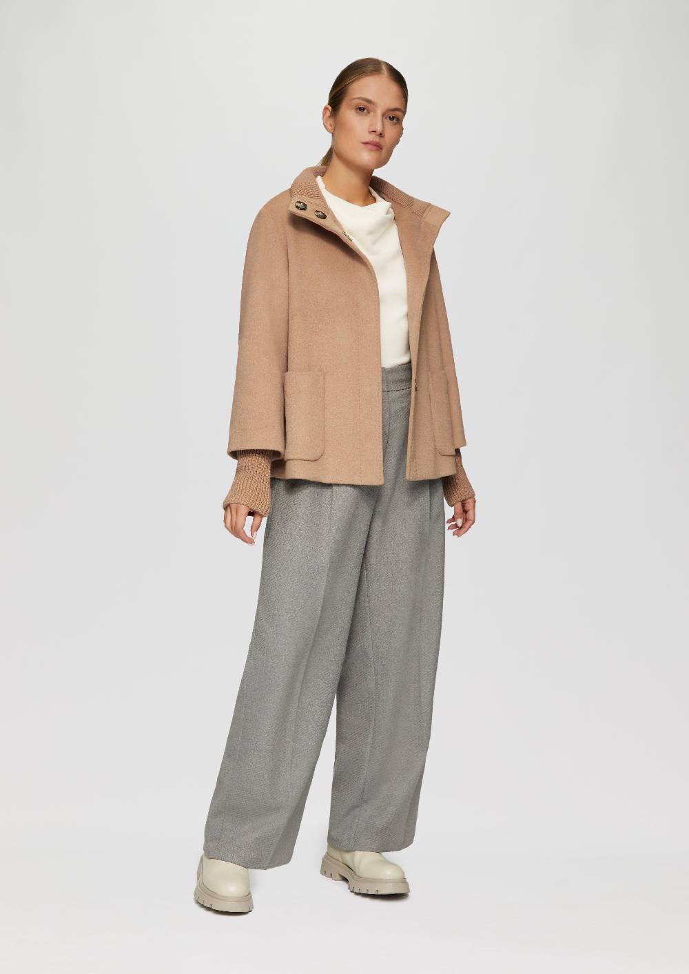 S.Oliver Jacke Aus Wollmix Mit Rippbündchen