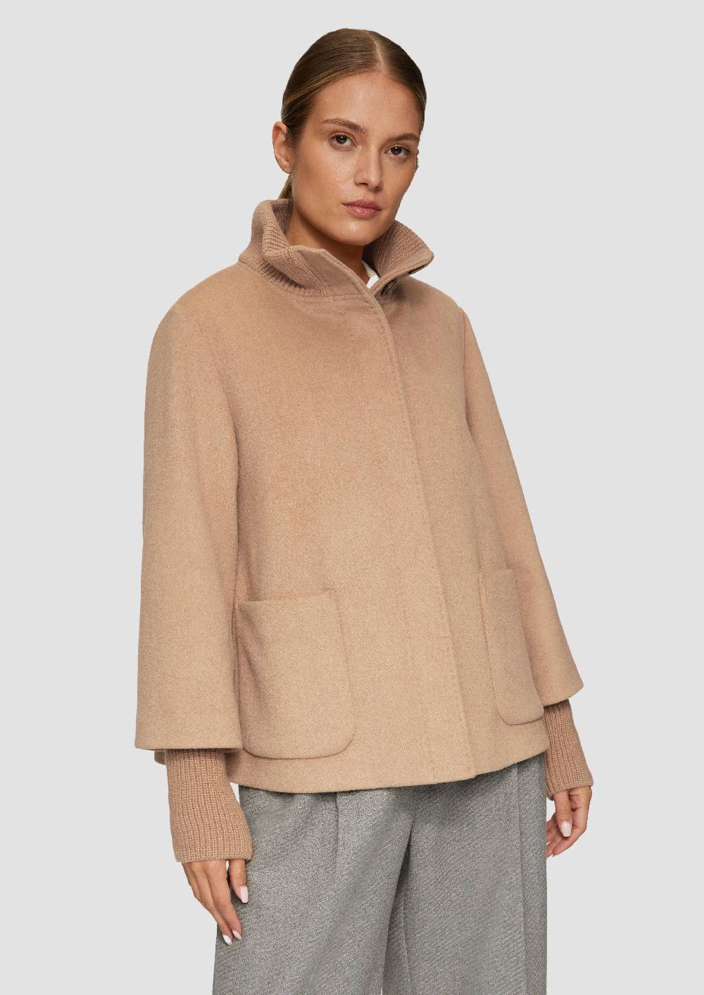 S.Oliver Jacke Aus Wollmix Mit Rippbündchen