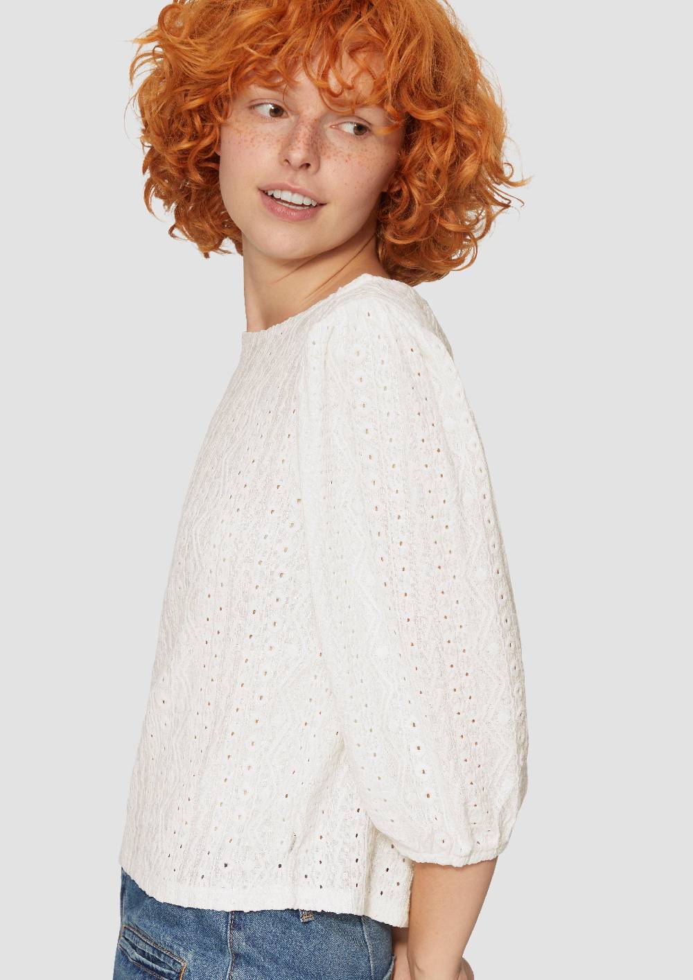 S.Oliver Jacquard-Shirt Mit 3/4-Ärmeln