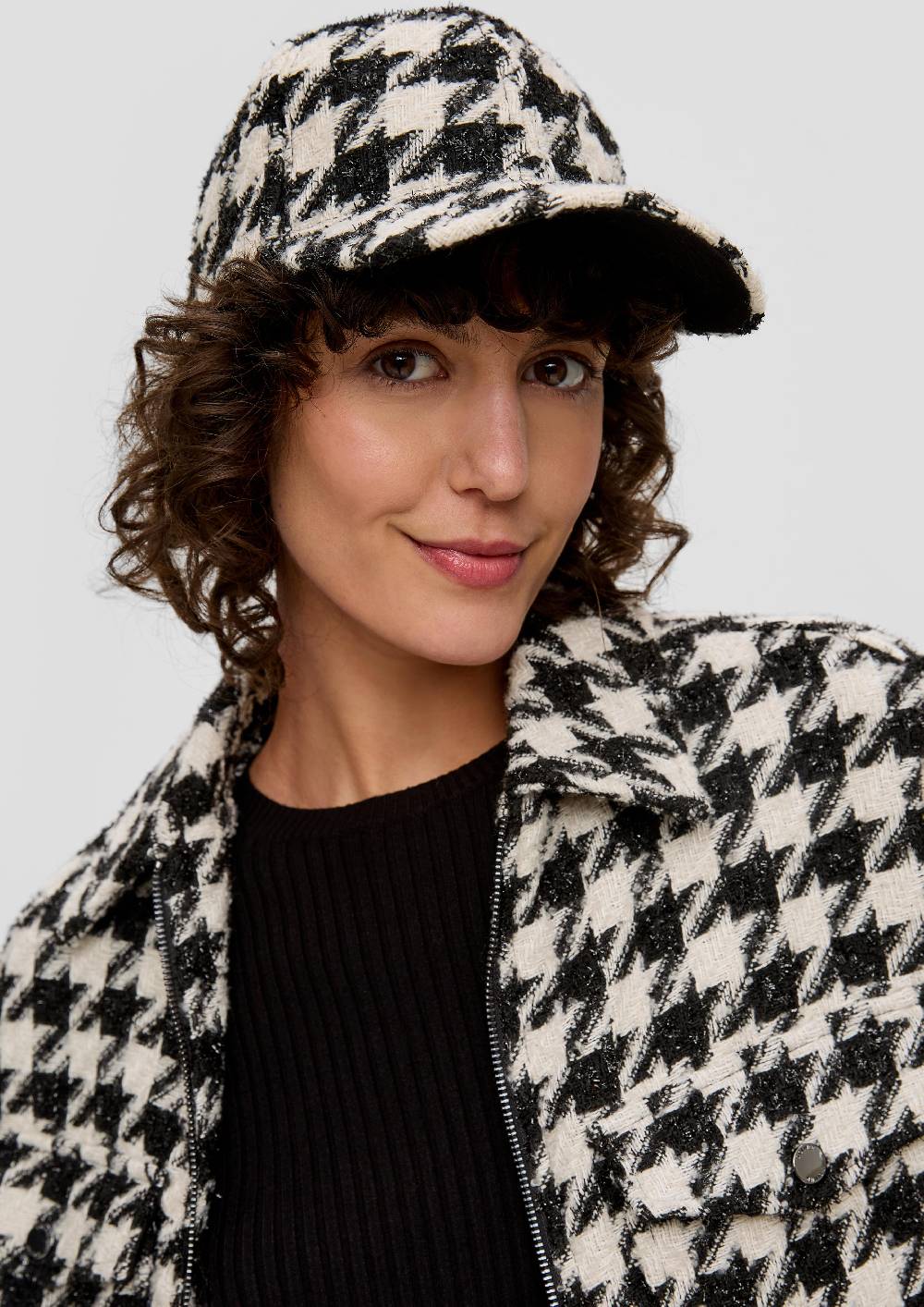 S.Oliver Kappe Mit Hahnentrittmuster