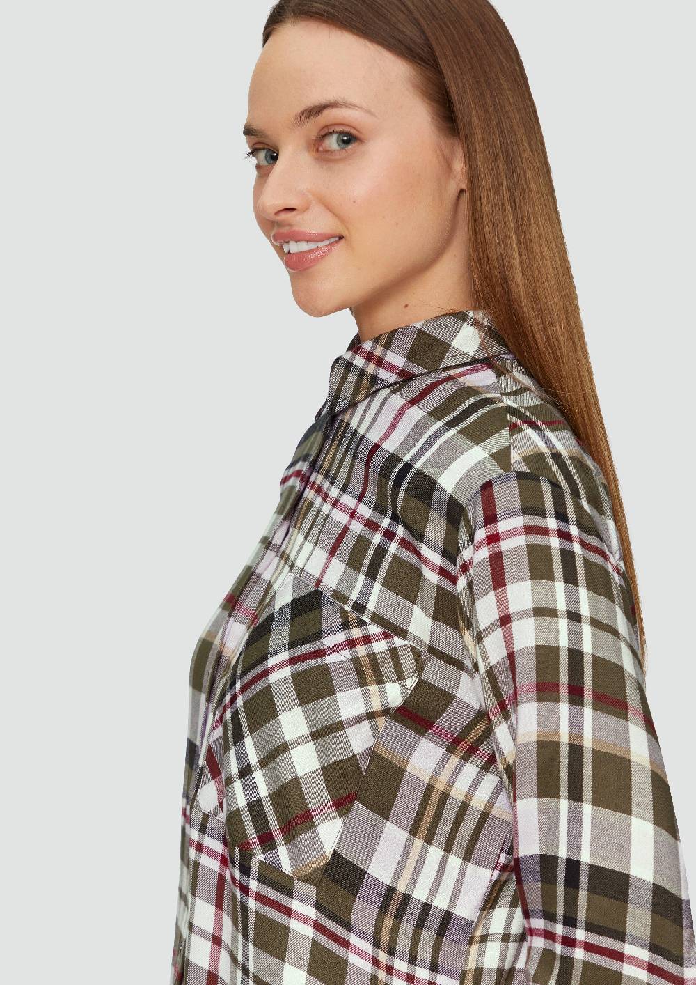 S.Oliver Karierte Hemdbluse Aus Viskosemix