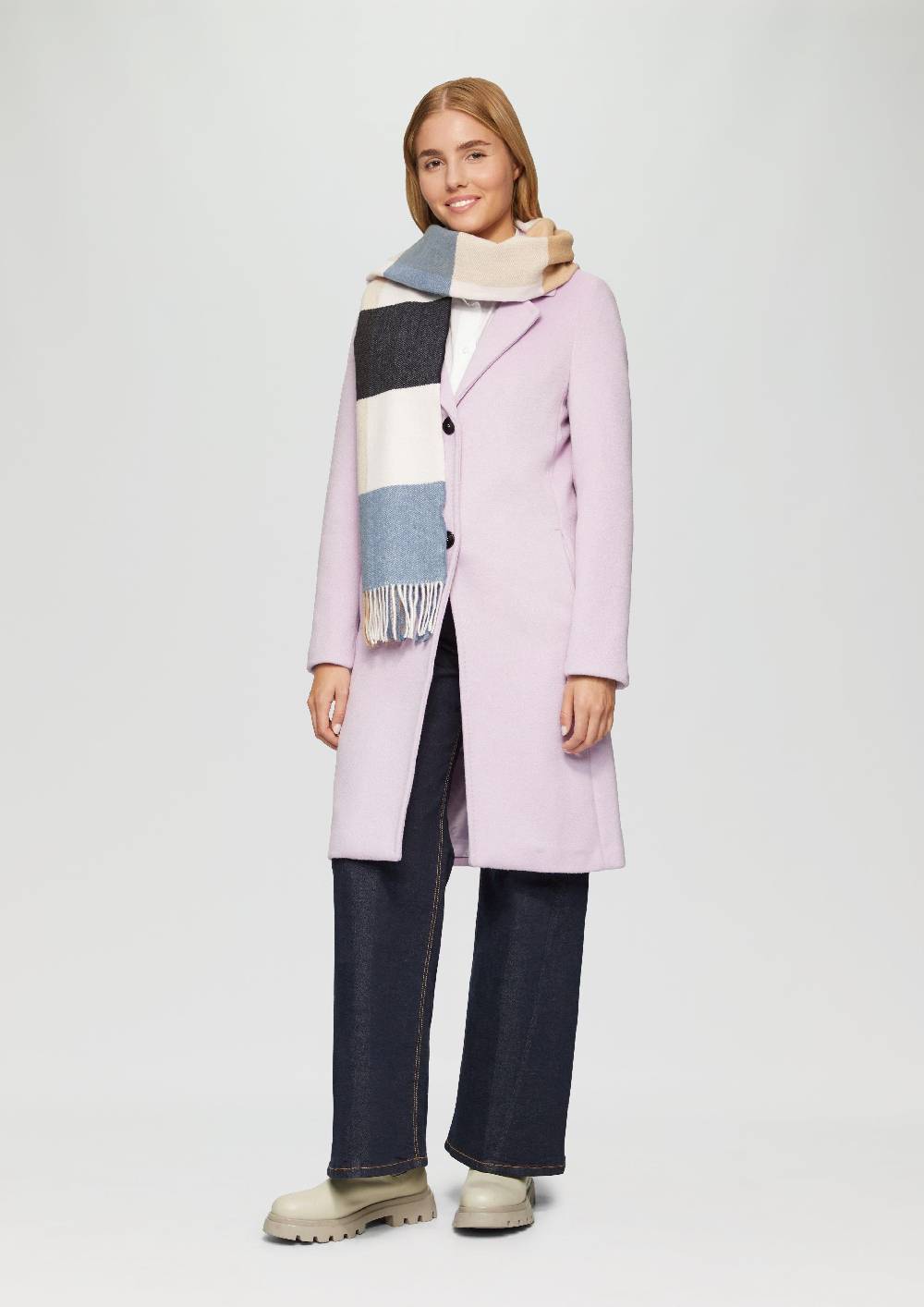 S.Oliver Karierter Schal Mit Fransen