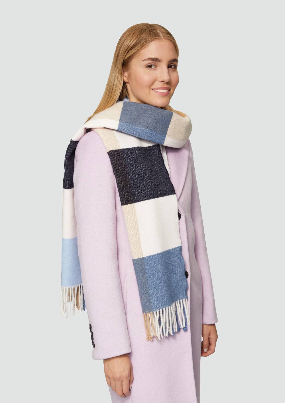 S.Oliver Karierter Schal Mit Fransen