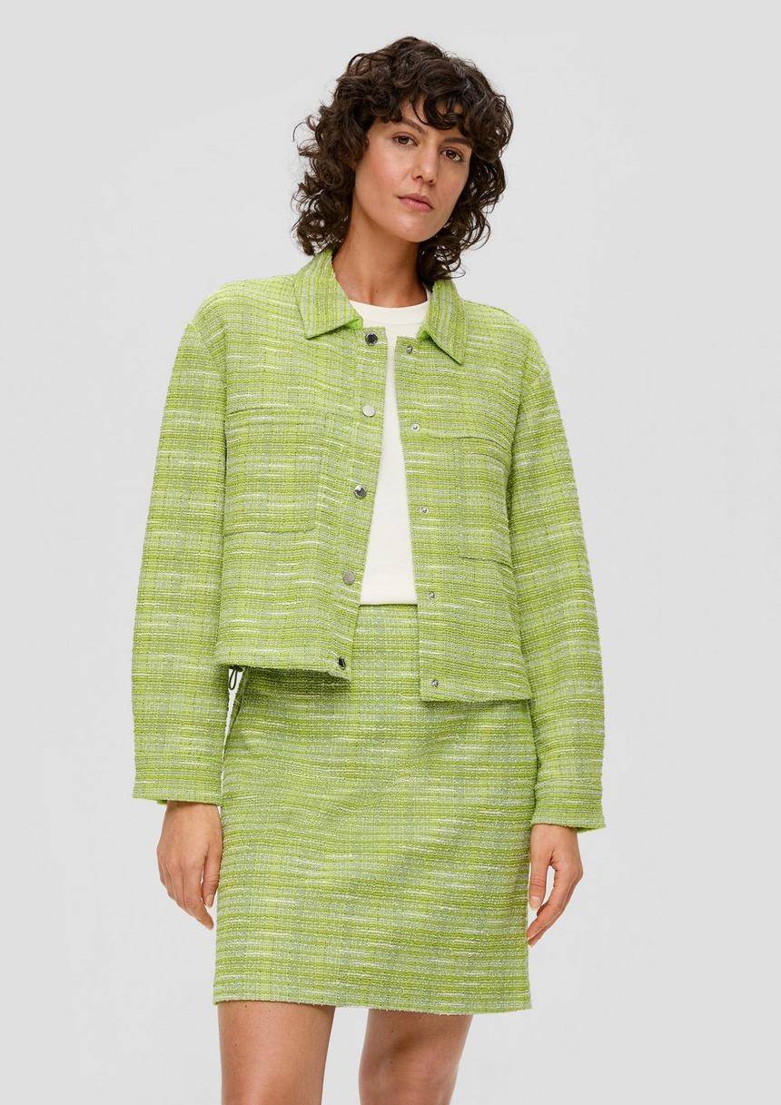 S.Oliver Kastige Bouclé-Jacke mit Durchzugkordel