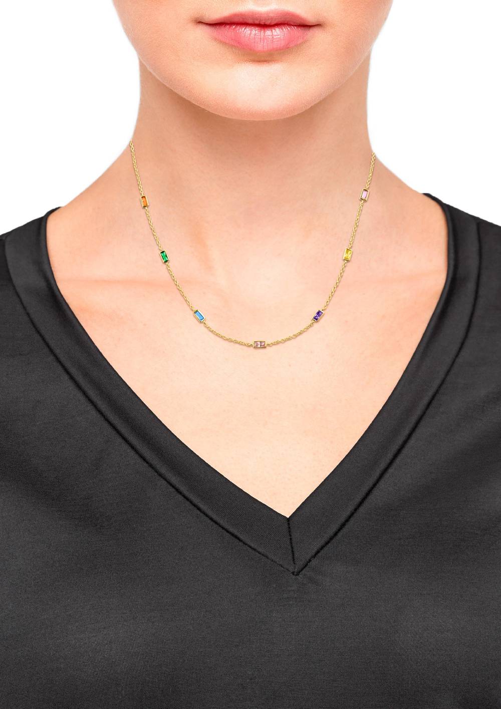 S.Oliver Kette Mit Bunten Zirkonia-Steinen