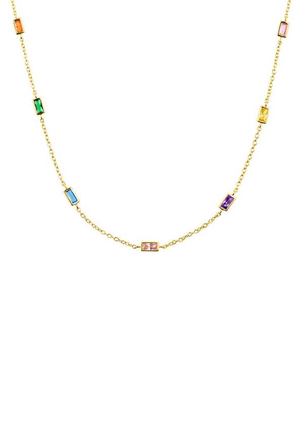 S.Oliver Kette mit bunten Zirkonia-Steinen