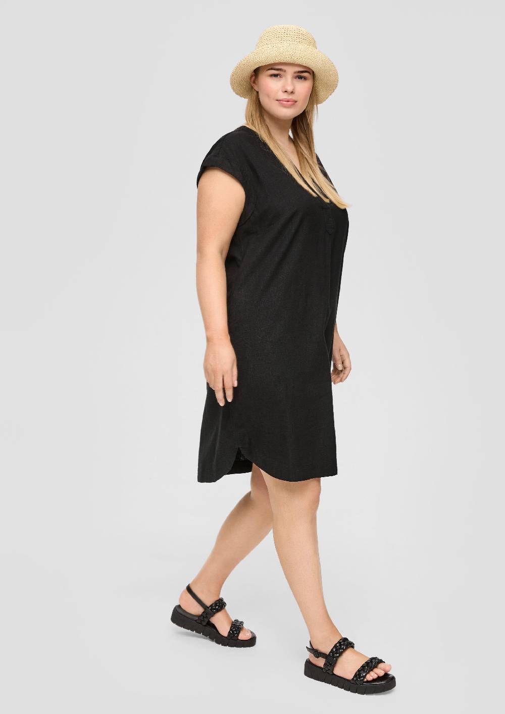 S.Oliver Kleid Aus Leinen-Mix Mit Eingrifftaschen