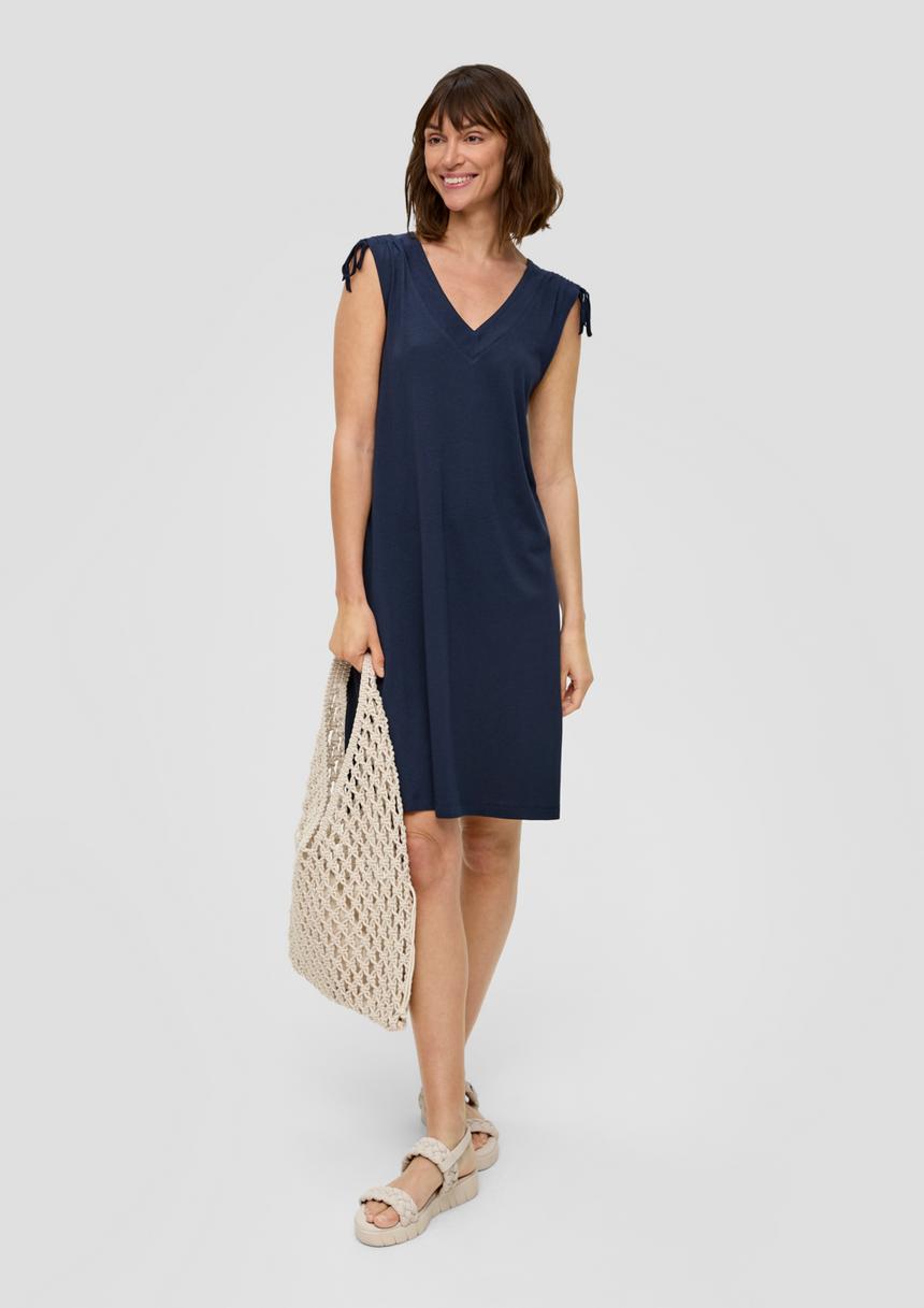 S.Oliver Kleid Mit V-Ausschnitt Und Binde-Detail