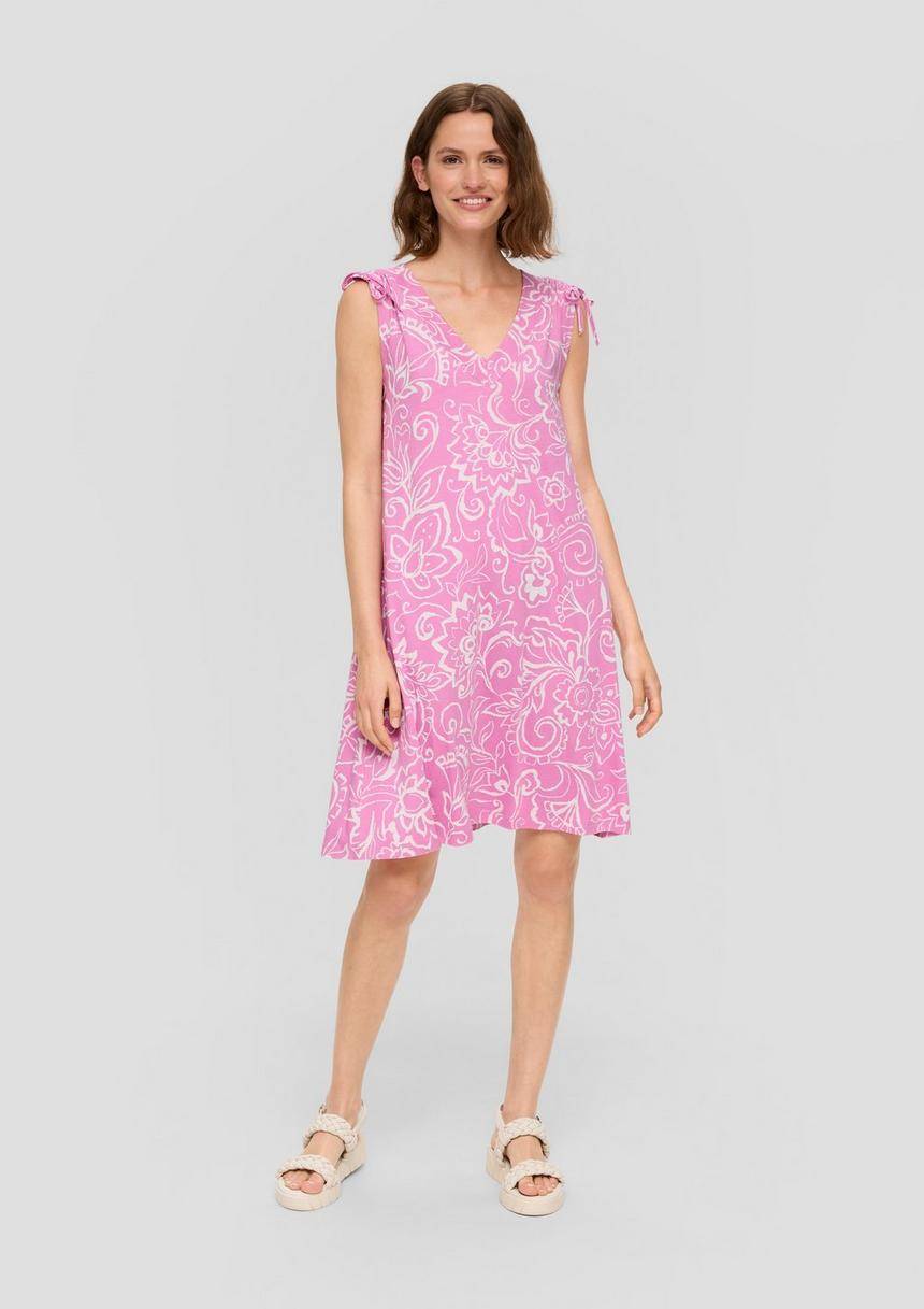 S.Oliver Kleid Mit V-Ausschnitt Und Binde-Detail