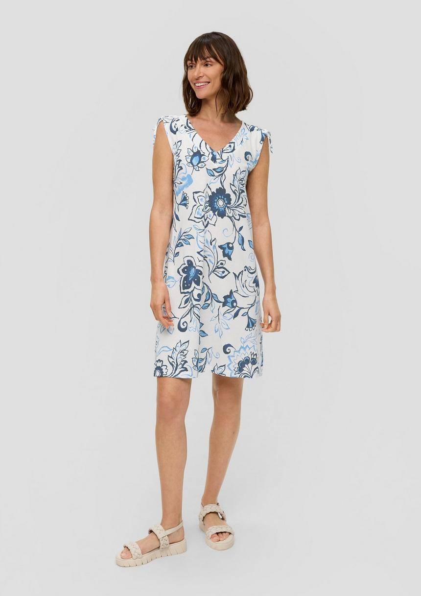 S.Oliver Kleid Mit V-Ausschnitt Und Binde-Detail
