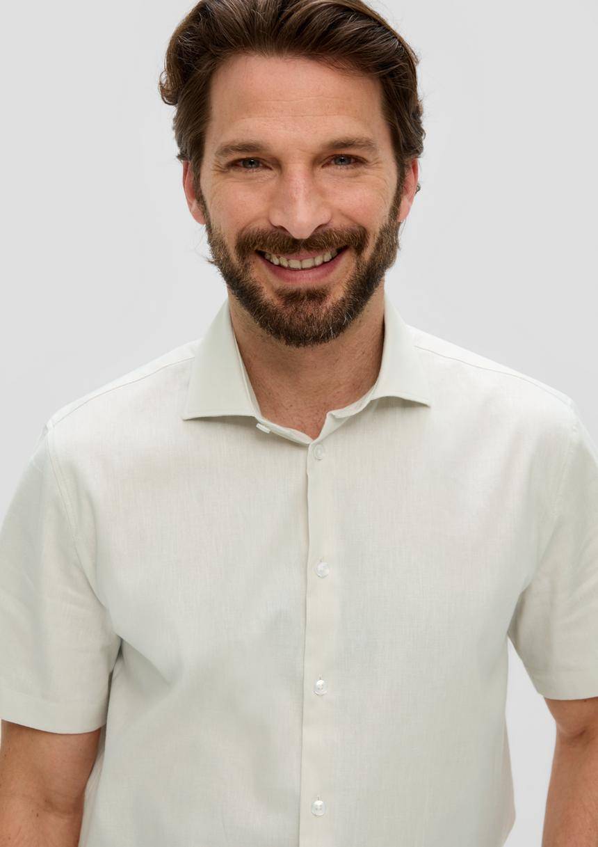 S.Oliver Kurzarmhemd Aus Baumwoll-Leinenmix