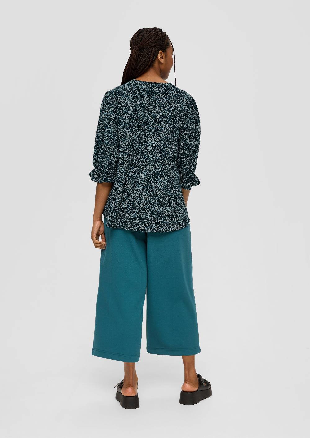 S.Oliver Kurze, Gemusterte Bluse Mit Raffung