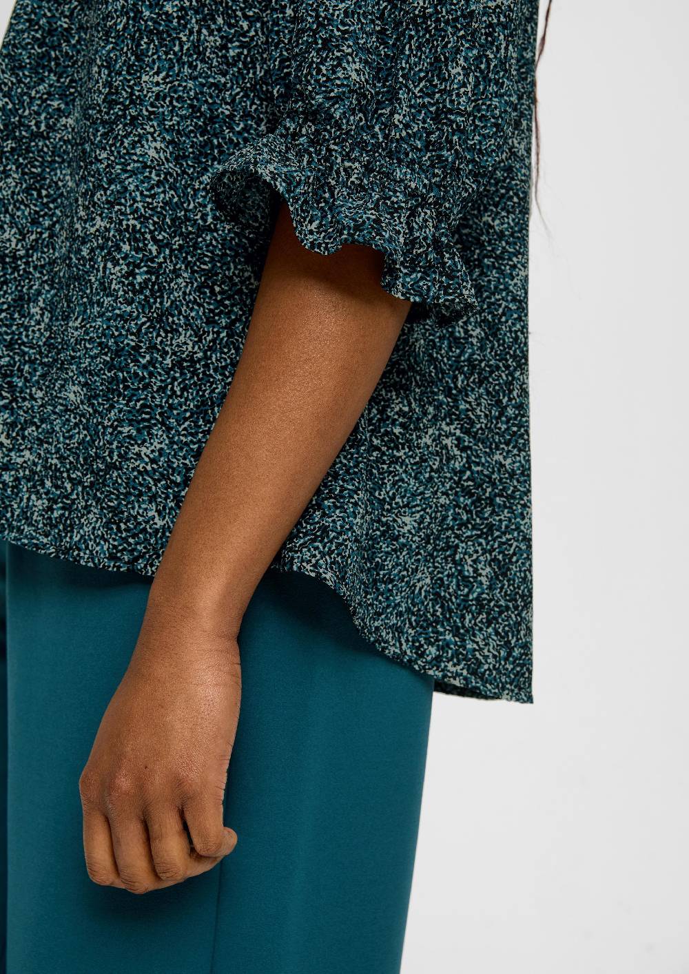 S.Oliver Kurze, Gemusterte Bluse Mit Raffung