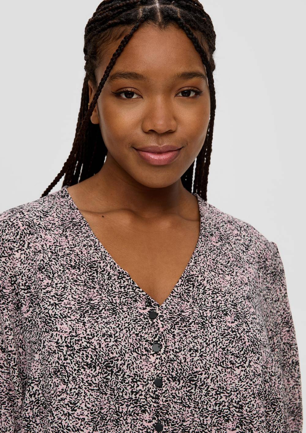 S.Oliver Kurze, Gemusterte Bluse Mit Raffung