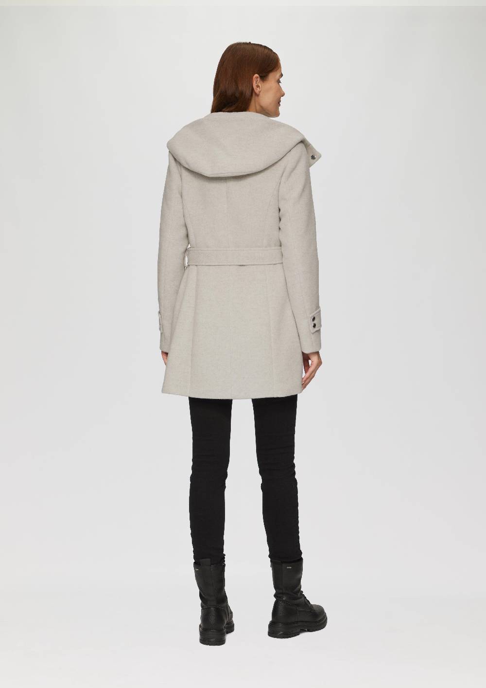 S.Oliver Kurzer Wollmantel Mit Bindegürtel