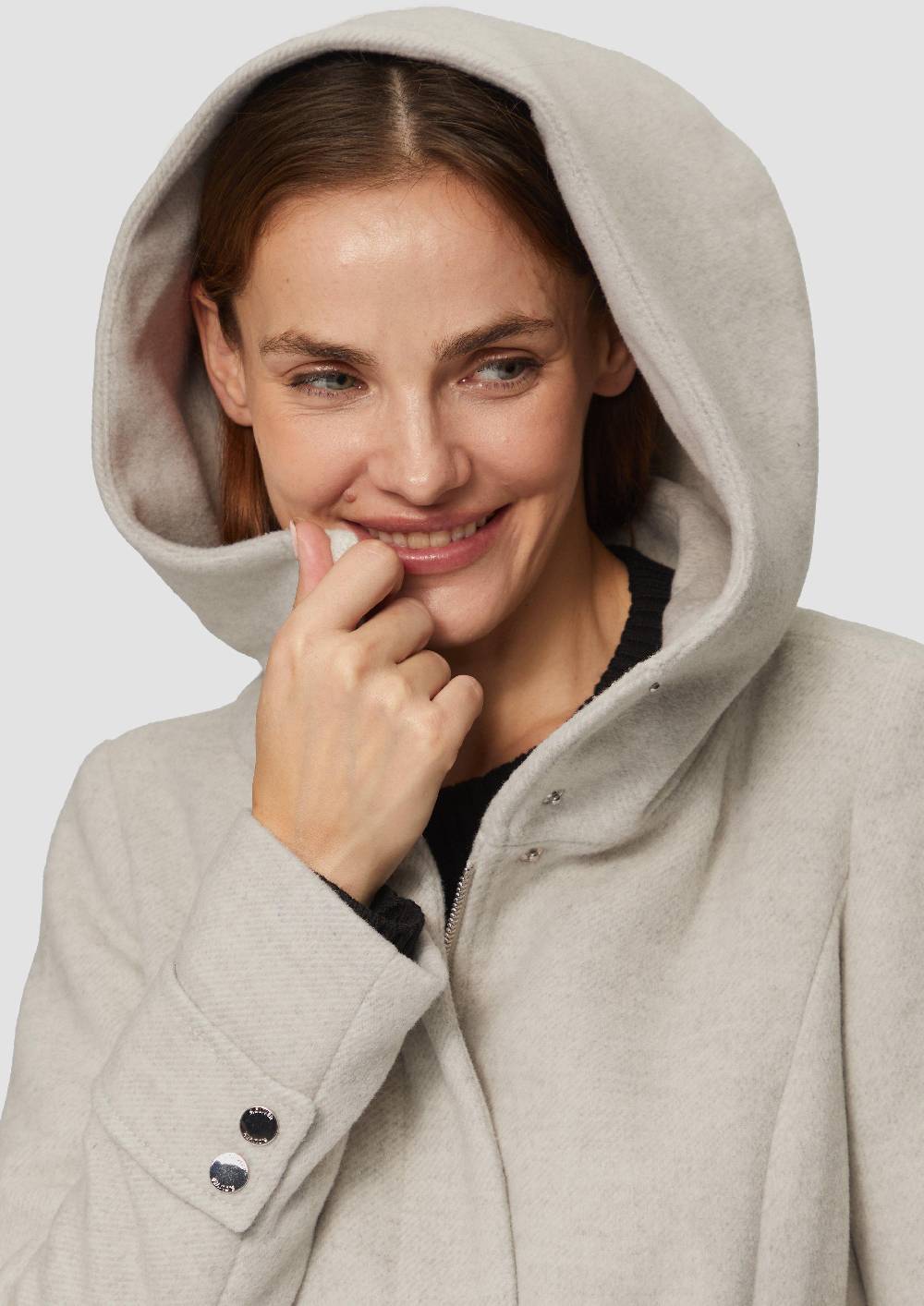 S.Oliver Kurzer Wollmantel Mit Bindegürtel