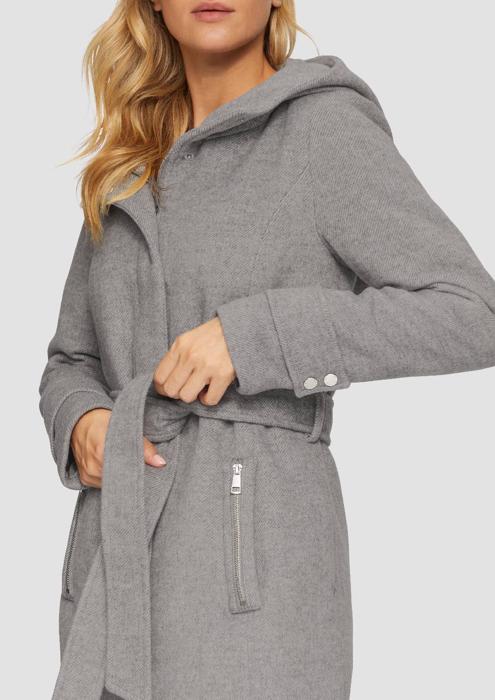 S.Oliver Kurzer Wollmantel Mit Bindegürtel