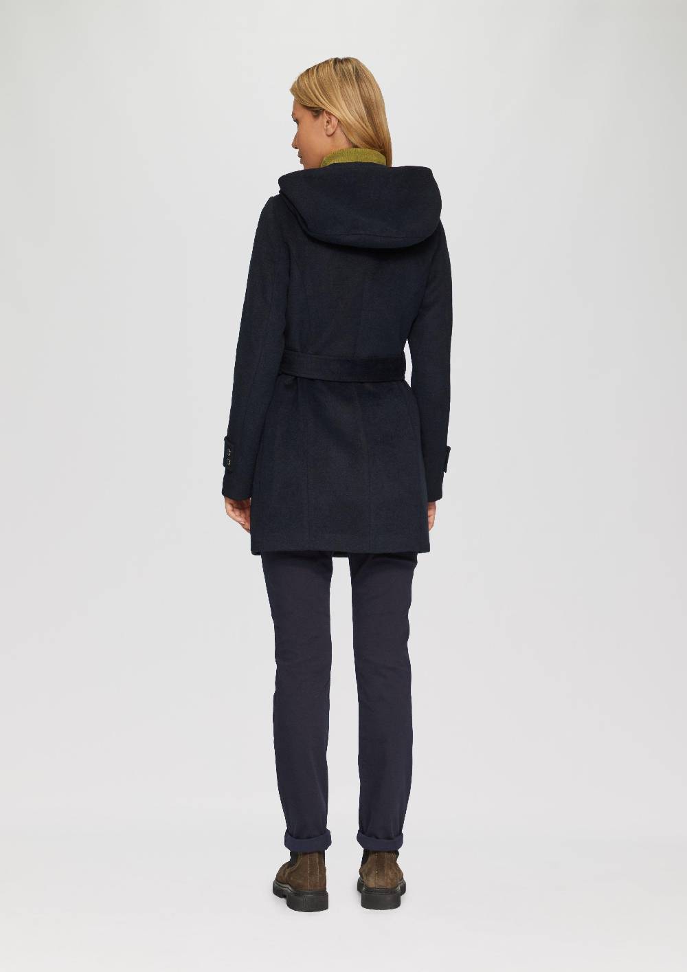 S.Oliver Kurzer Wollmantel Mit Bindegürtel