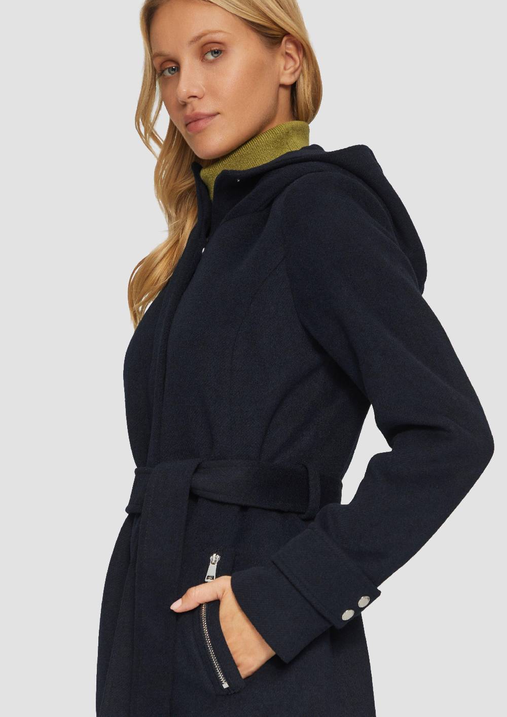 S.Oliver Kurzer Wollmantel Mit Bindegürtel