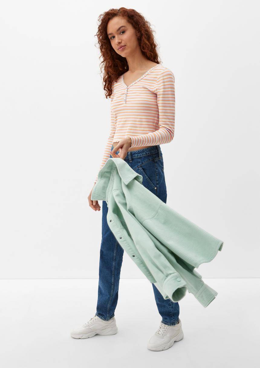 S.Oliver Langarmshirt Mit Rippstruktur