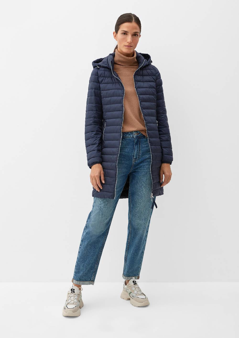 S.Oliver Lange Steppjacke Mit Abnehmbarer Kapuze