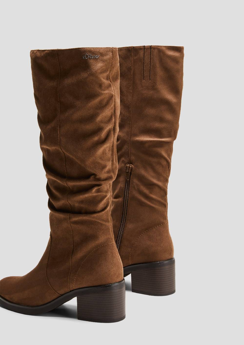 S.Oliver Langschaftstiefel In Veloursleder-Optik