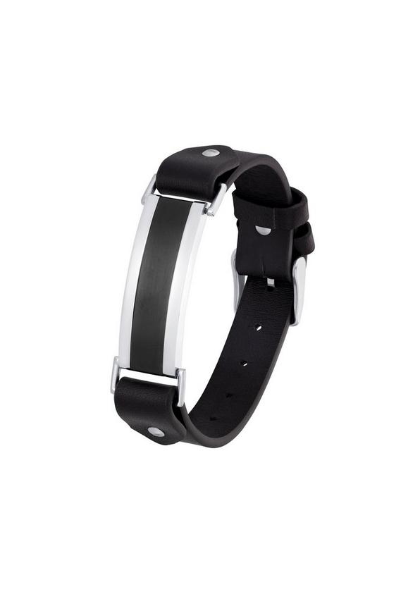 S.Oliver Lederarmband mit Ident-Platte