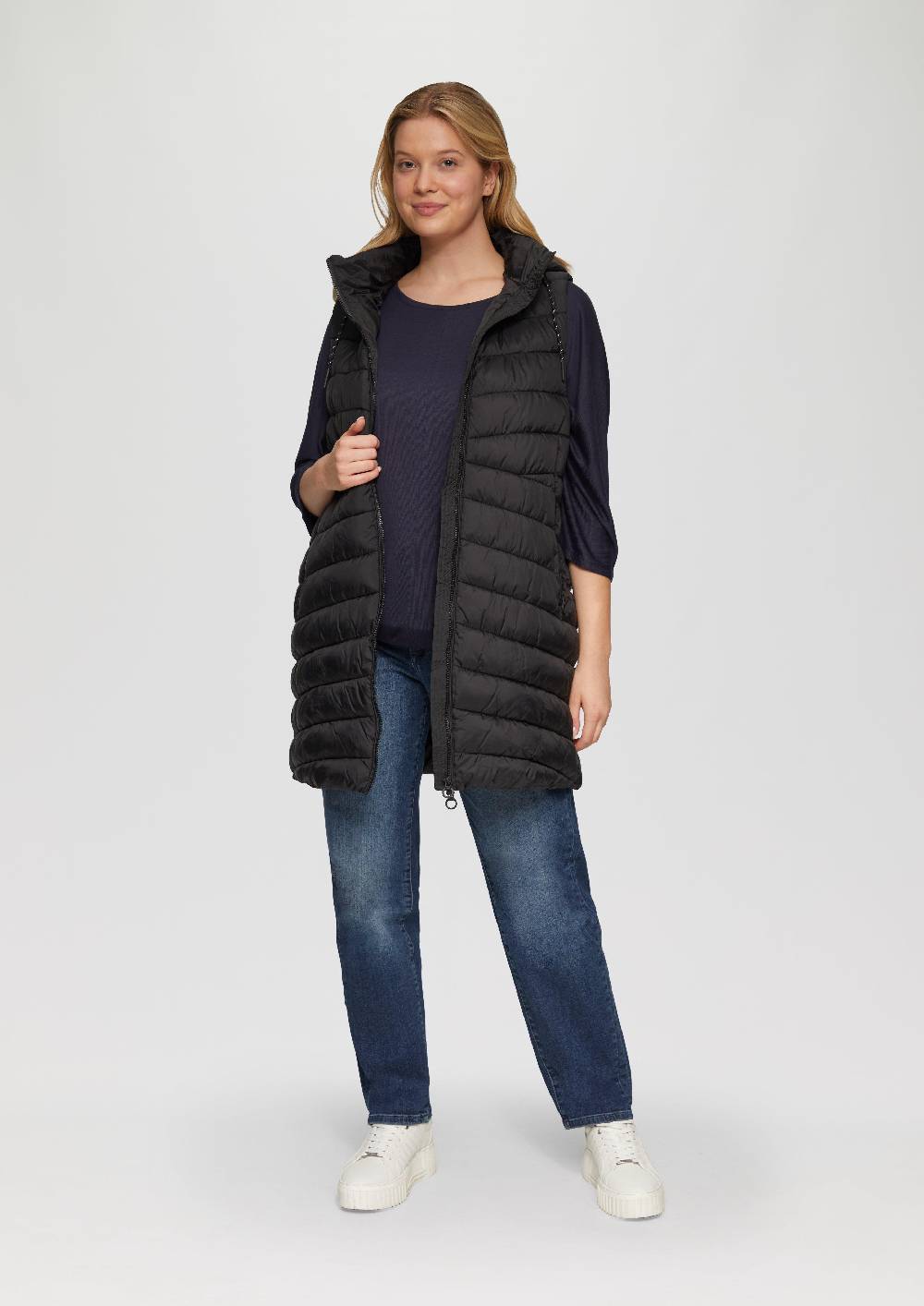 S.Oliver Leichte Steppweste Mit Logo-Kapuze