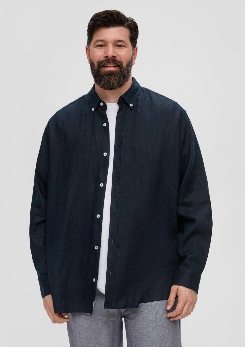S.Oliver Leinenhemd mit Button-Down-Kragen
