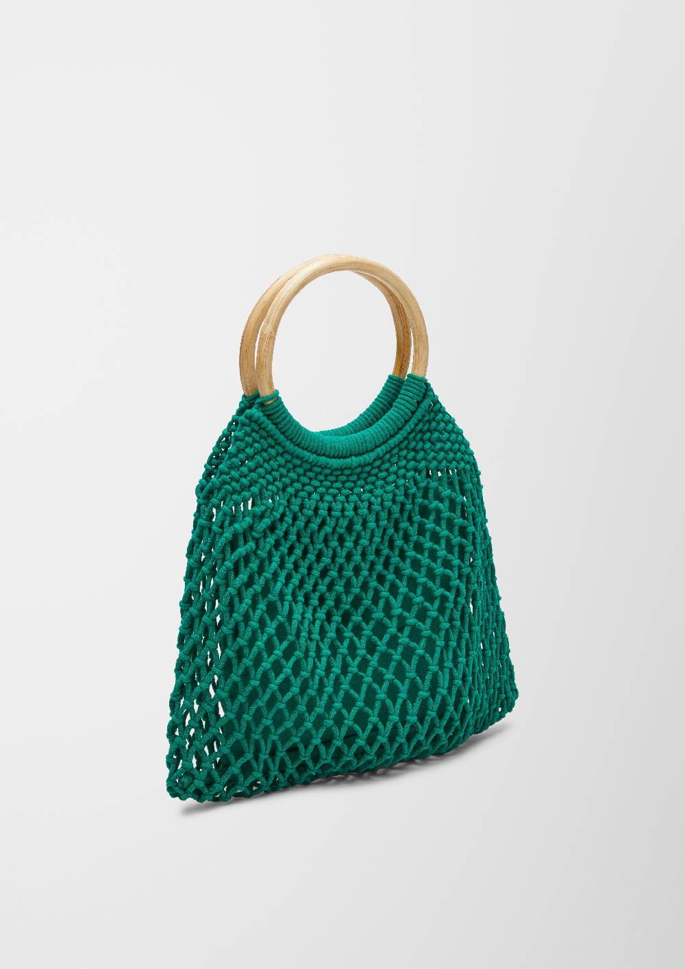 S.Oliver Makramee-Shopper Mit Holzgriff