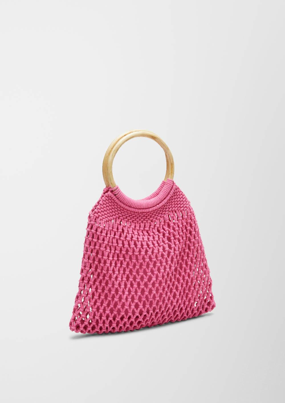 S.Oliver Makramee-Shopper Mit Holzgriff