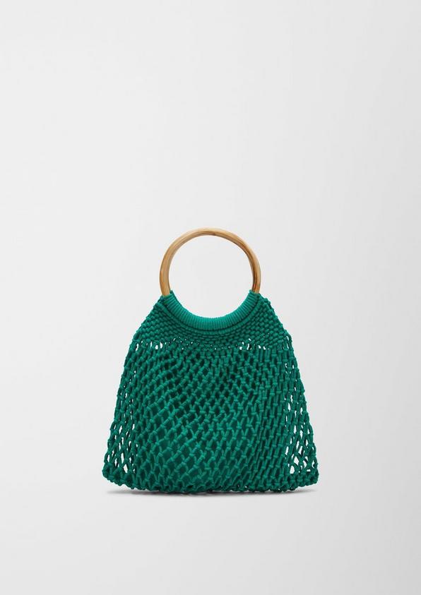 S.Oliver Makramee-Shopper mit Holzgriff