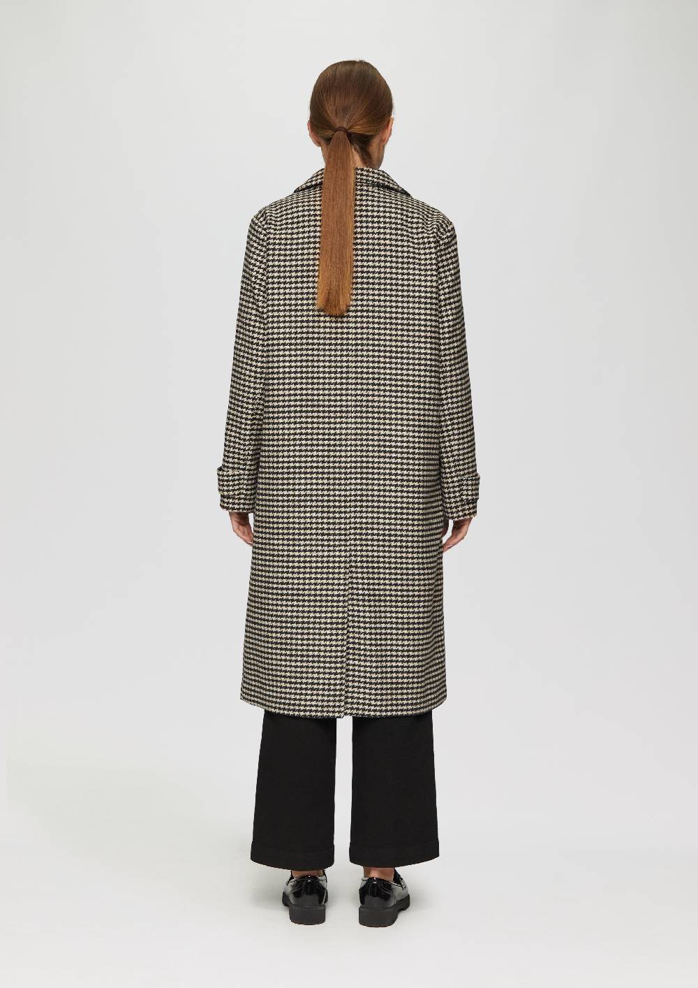 S.Oliver Mantel Aus Wollmix Mit Hahnentrittmuster