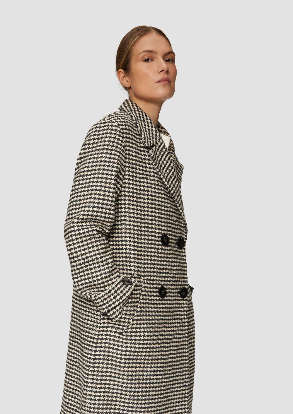 S.Oliver Mantel Aus Wollmix Mit Hahnentrittmuster