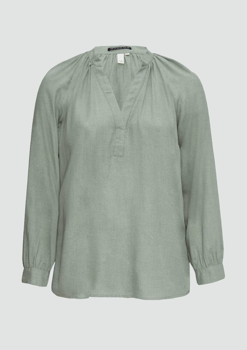 S.Oliver Melierte Viskosebluse Mit Raffung