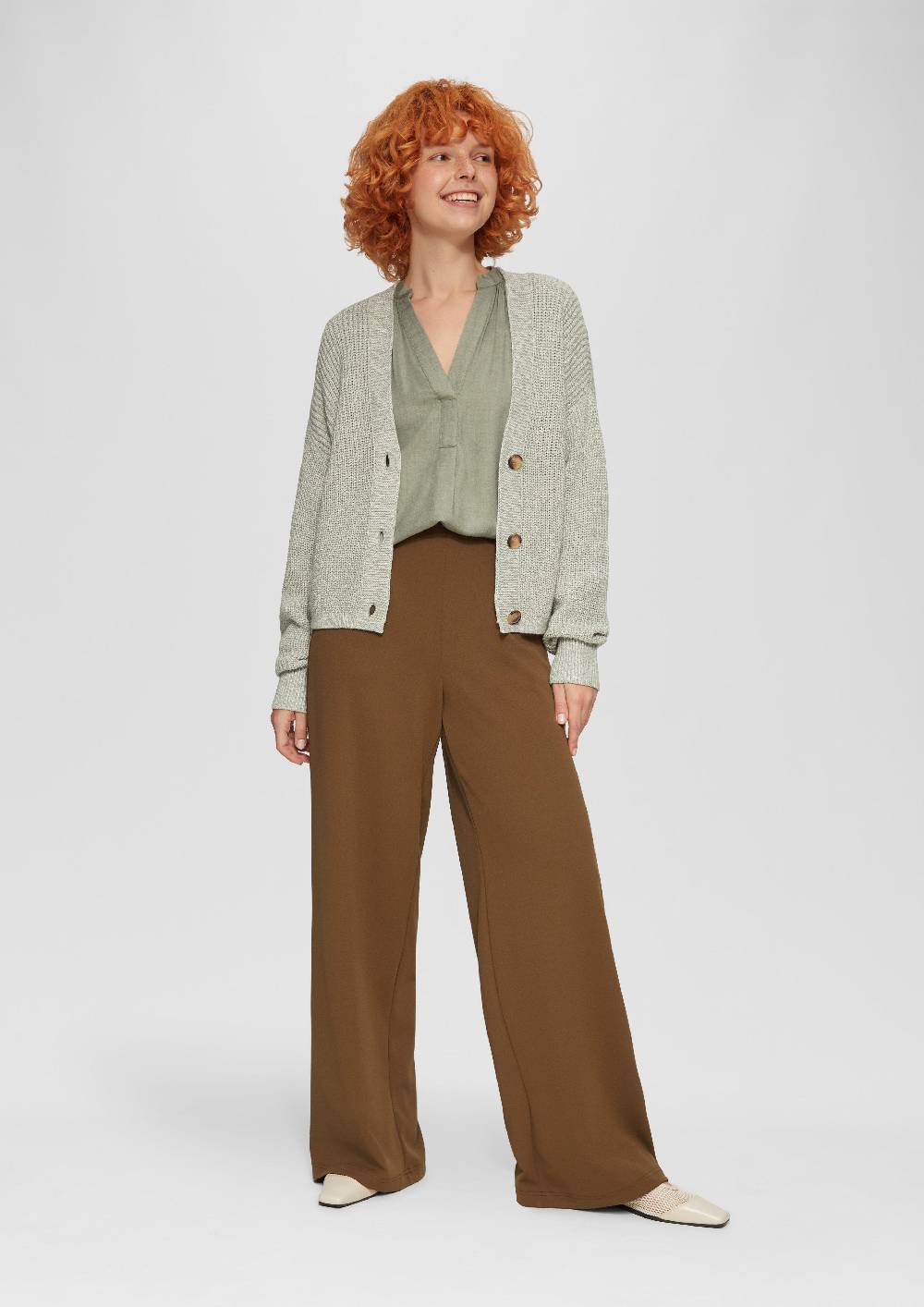 S.Oliver Melierte Viskosebluse Mit Raffung