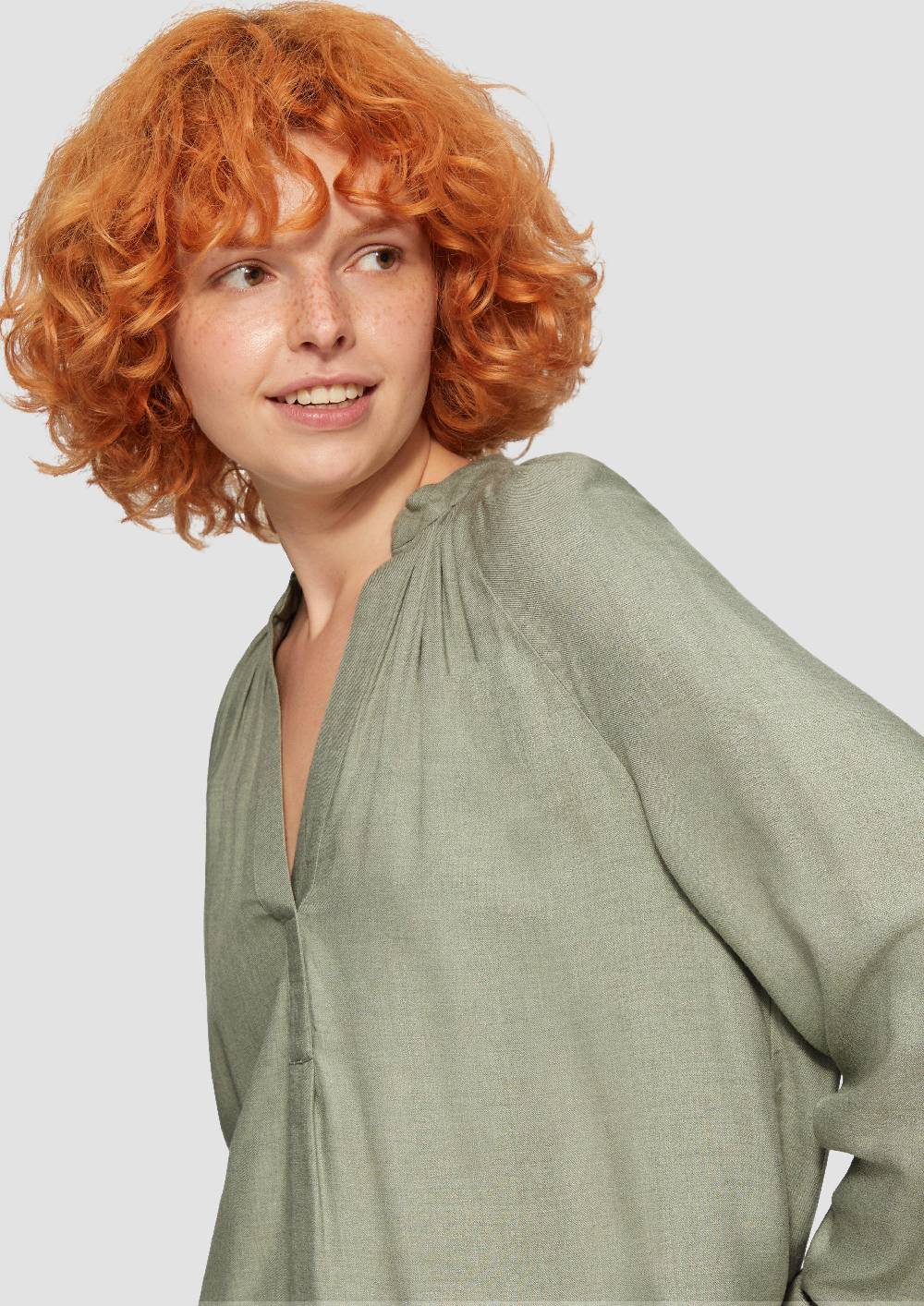 S.Oliver Melierte Viskosebluse Mit Raffung