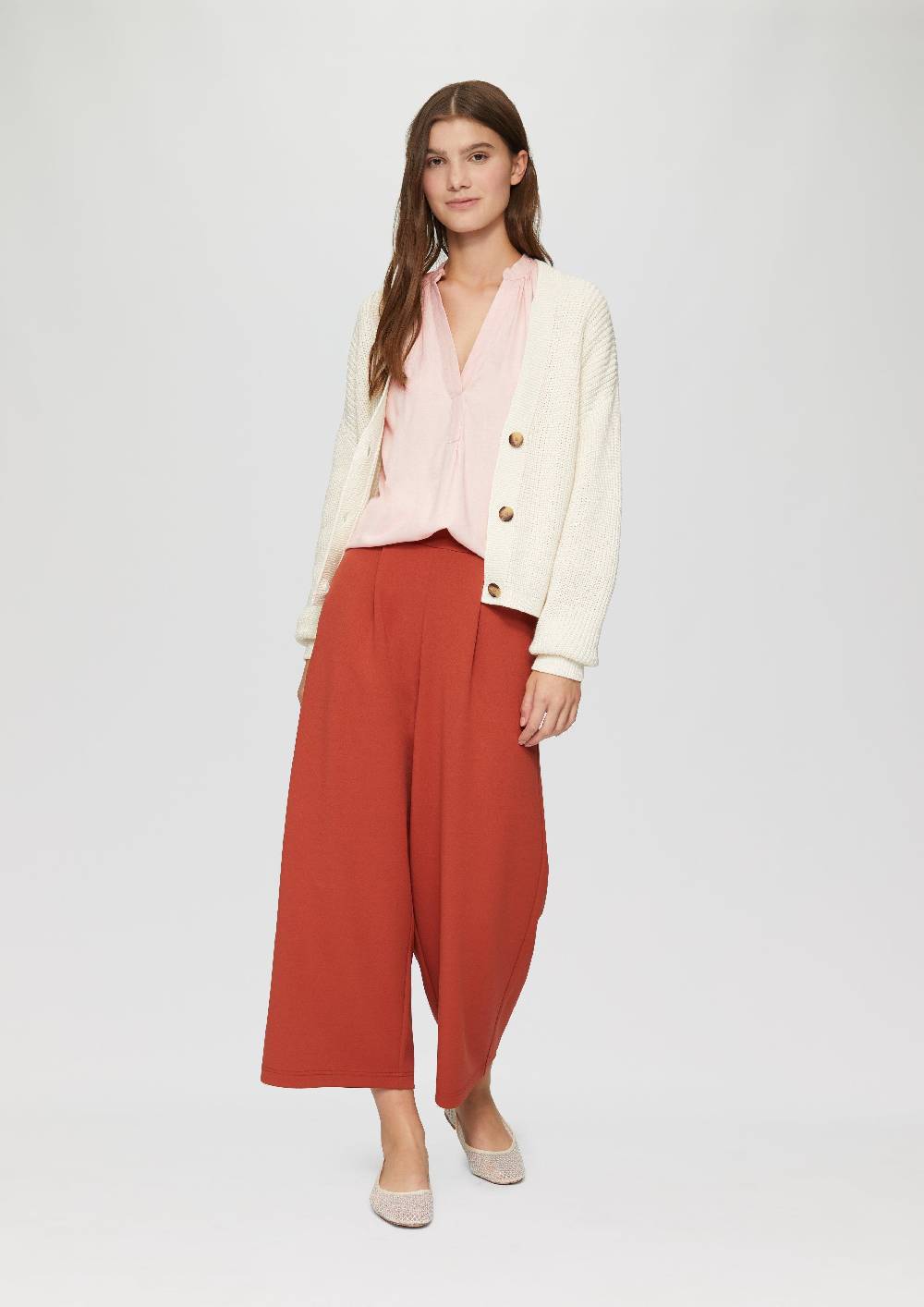 S.Oliver Melierte Viskosebluse Mit Raffung