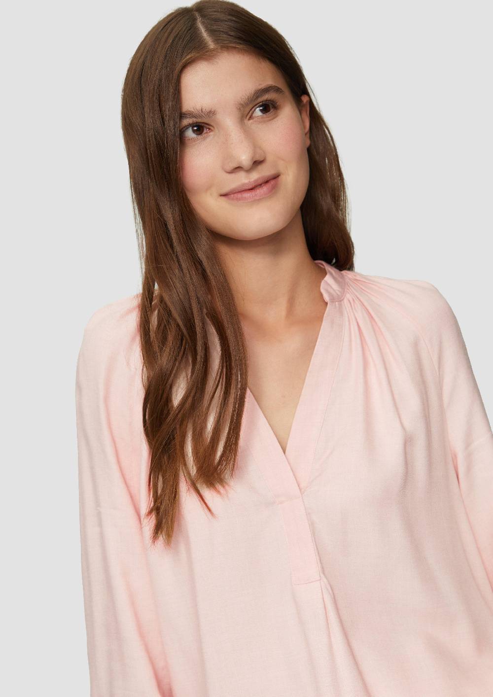 S.Oliver Melierte Viskosebluse Mit Raffung