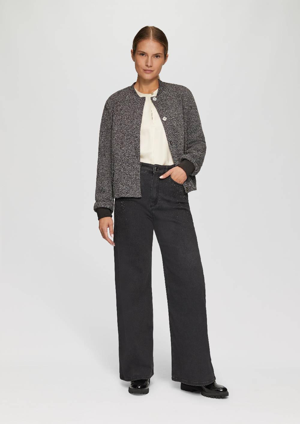 S.Oliver Melierter Blouson Mit Druckknöpfen