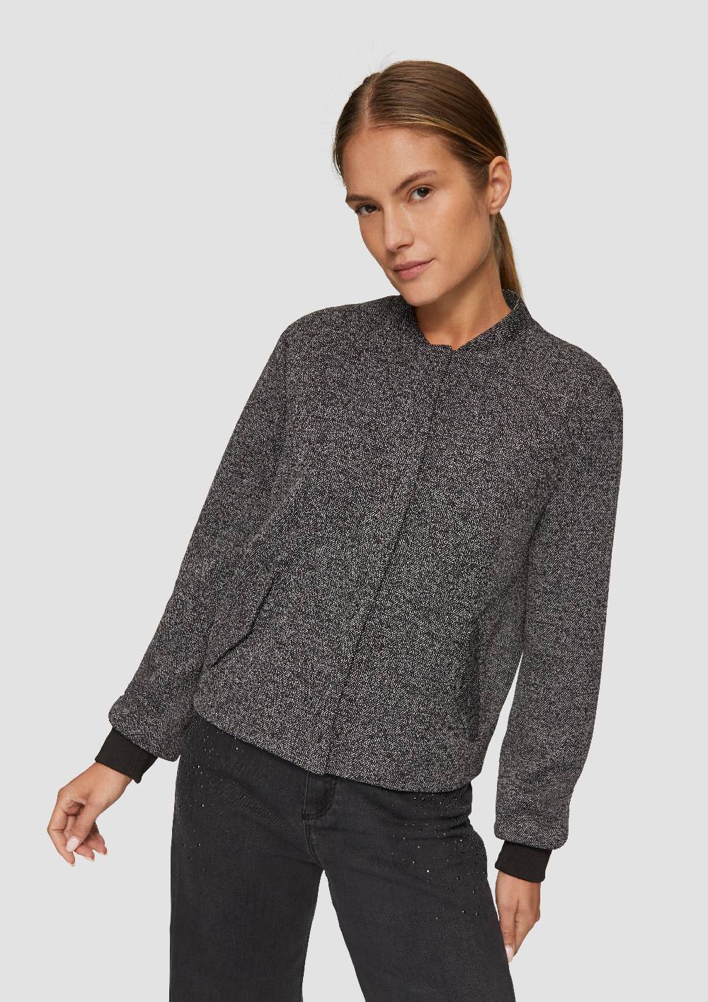 S.Oliver Melierter Blouson Mit Druckknöpfen