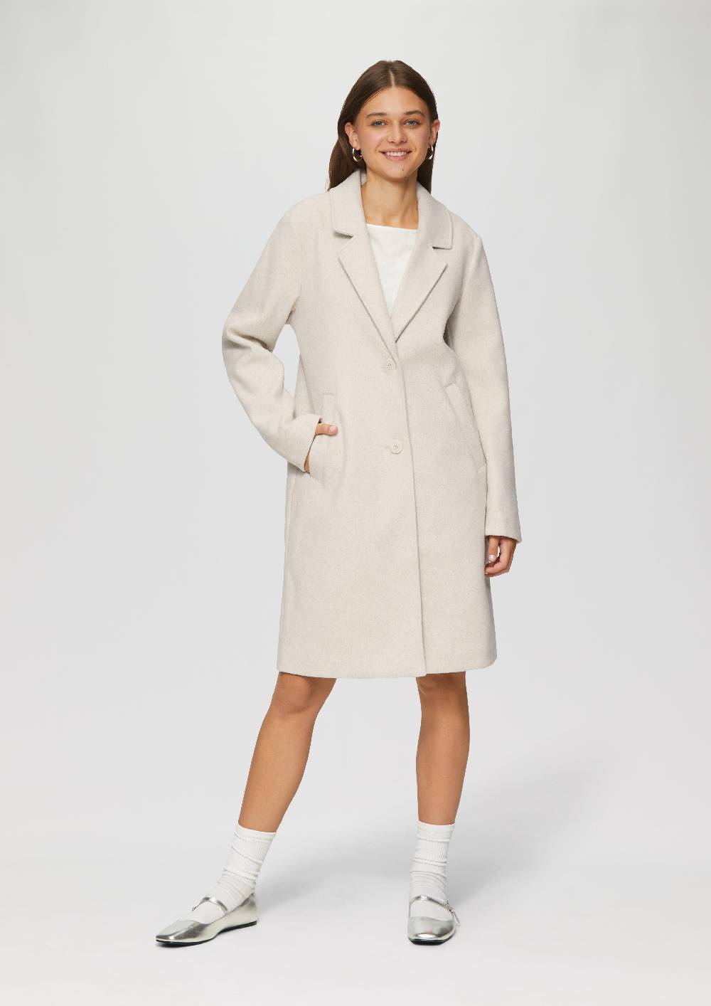 S.Oliver Melierter Mantel Mit Reverskragen