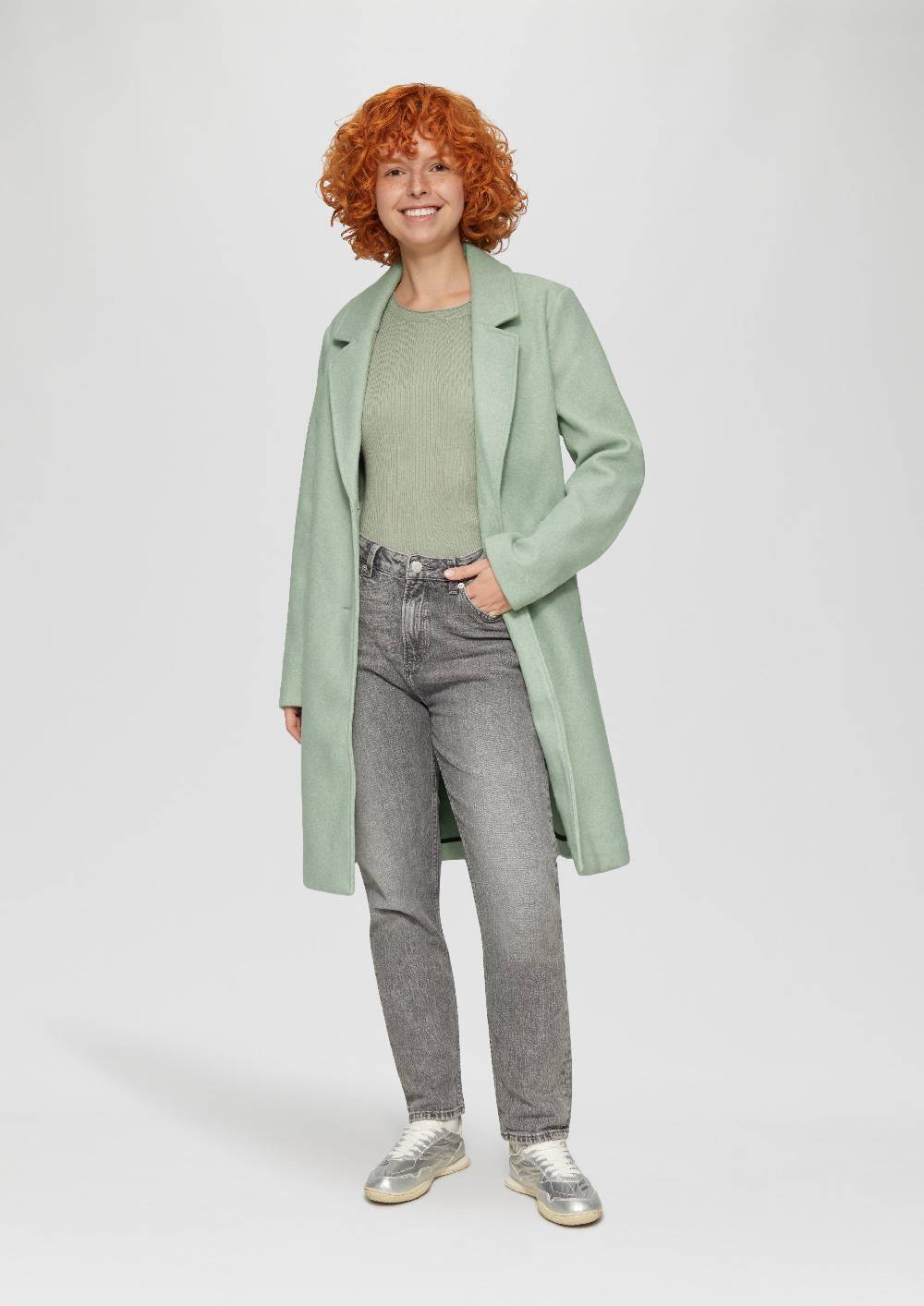 S.Oliver Melierter Mantel Mit Reverskragen