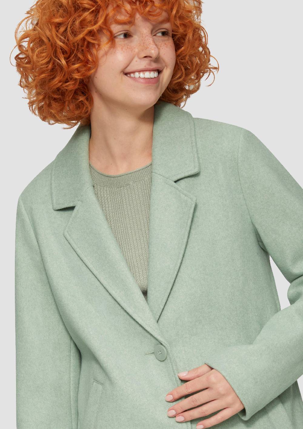 S.Oliver Melierter Mantel Mit Reverskragen