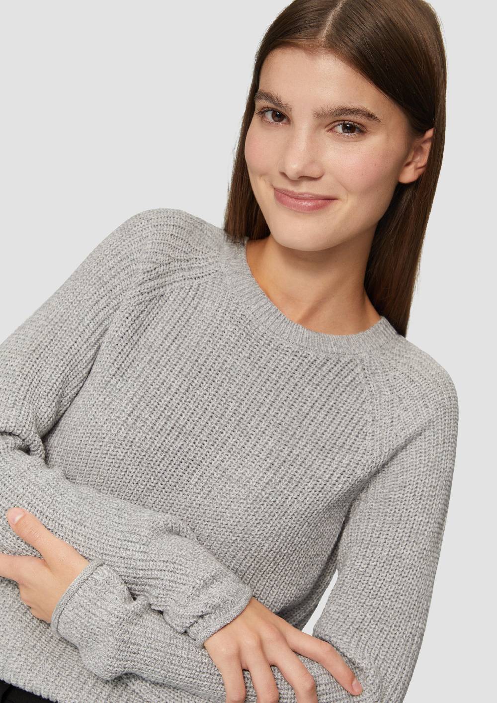 S.Oliver Melierter Strickpullover Mit Raglanärmeln