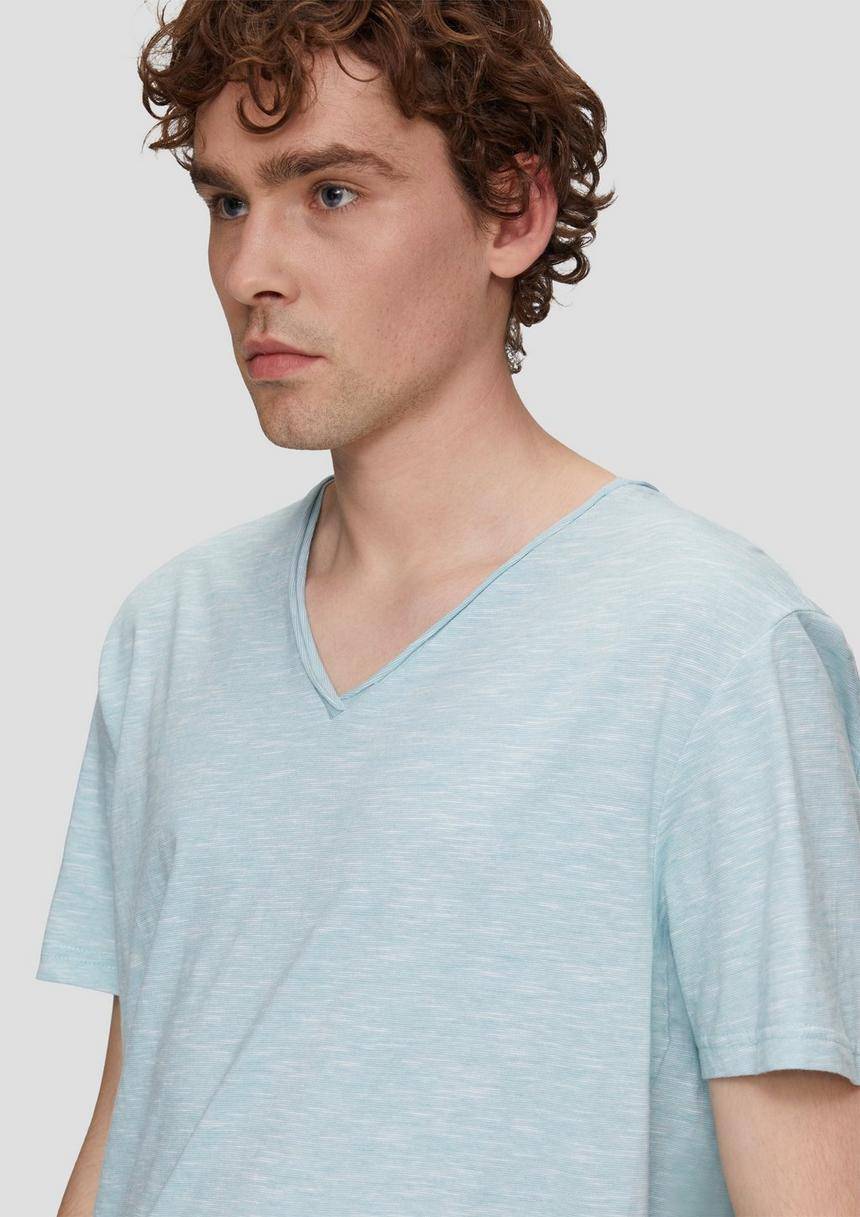 S.Oliver Meliertes Baumwollshirt Mit V-Ausschnitt
