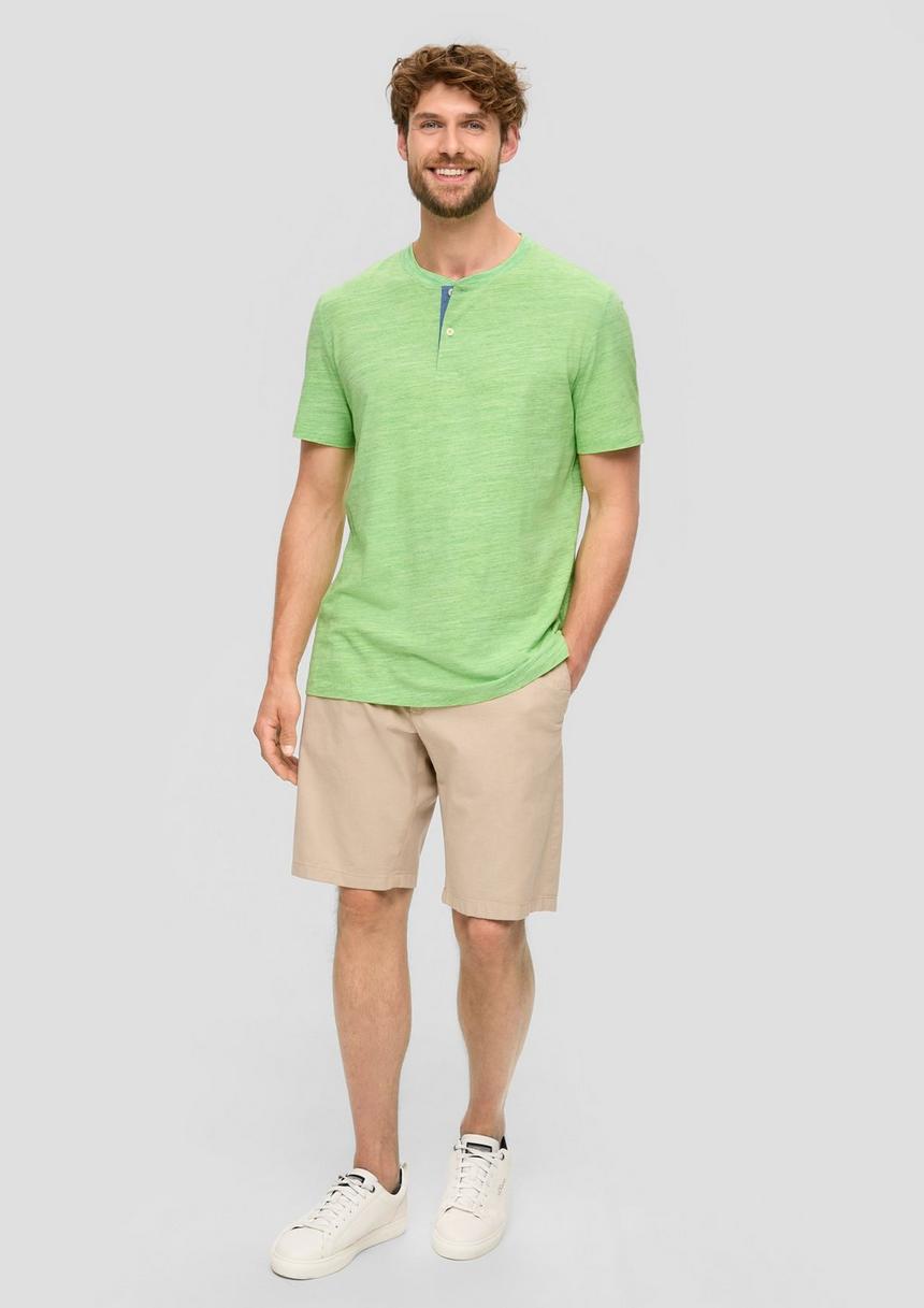 S.Oliver Meliertes T-Shirt Mit Henley-Ausschnitt