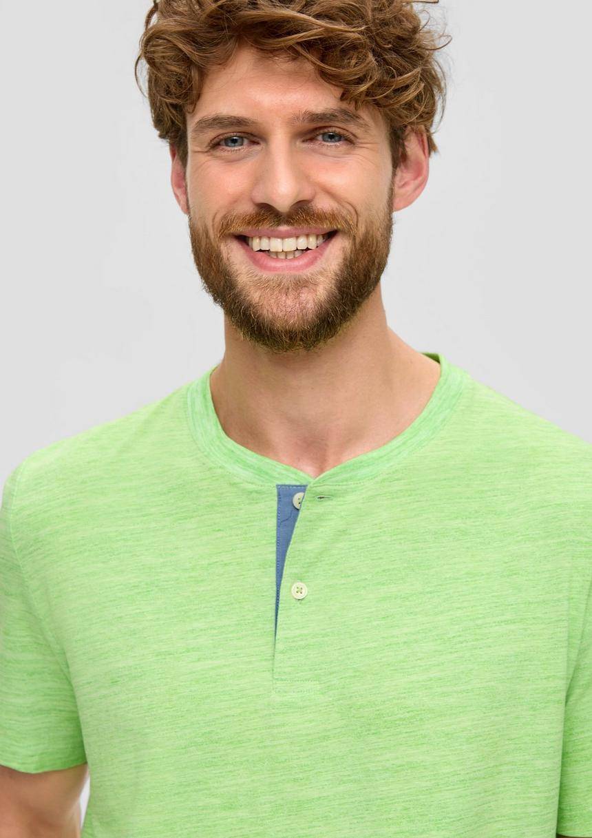 S.Oliver Meliertes T-Shirt Mit Henley-Ausschnitt